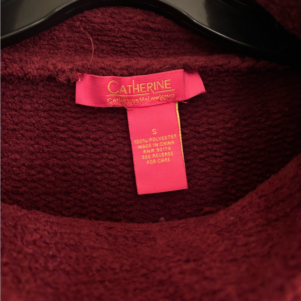 CATHERINE CATHERINE MALANDRINO Maroon High Neck Fuzzy Sweater - Picture 4 of 8